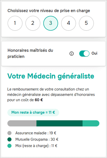 simulation remboursement Groupama santé - consultations